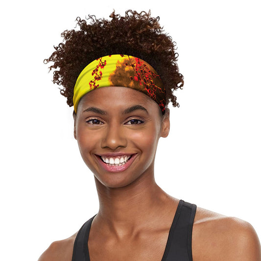 Yellow Full Moon Print Sports Headband