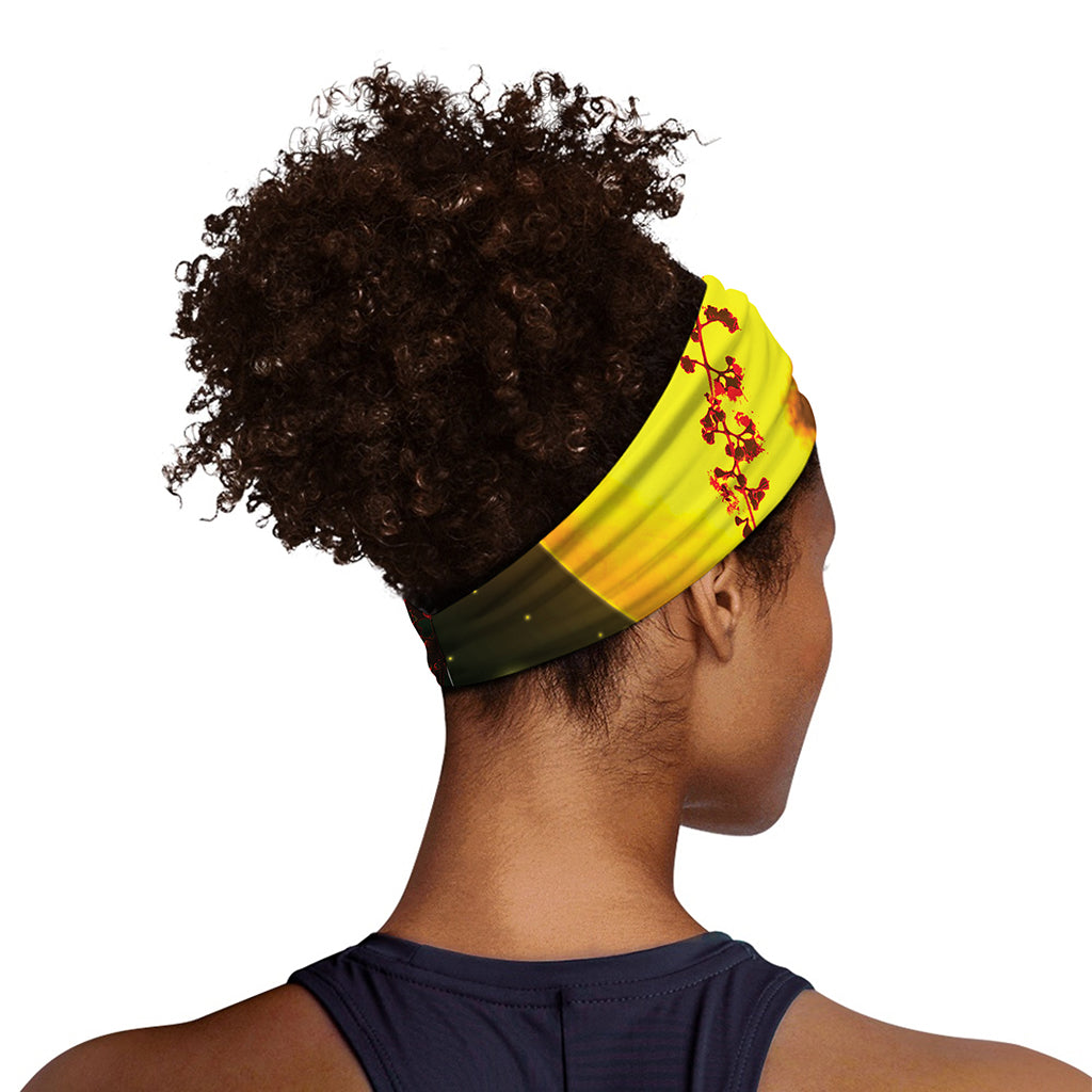 Yellow Full Moon Print Sports Headband