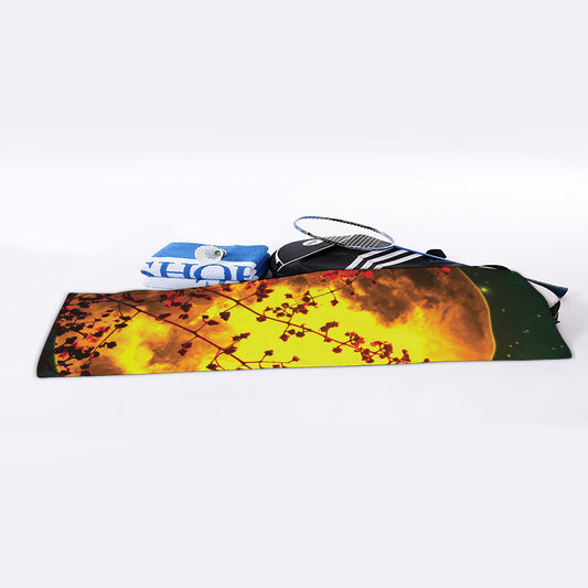 Yellow Full Moon Print Sports Towel