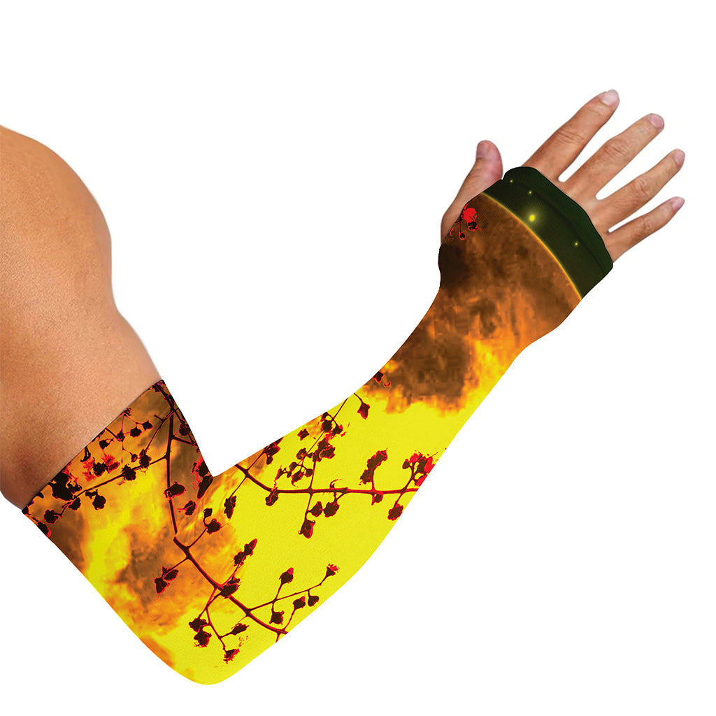 Yellow Full Moon Print Sun Protection Arm Sleeves