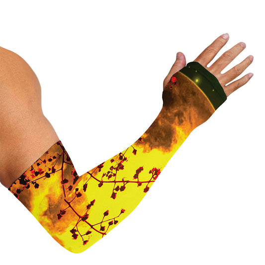 Yellow Full Moon Print Sun Protection Arm Sleeves