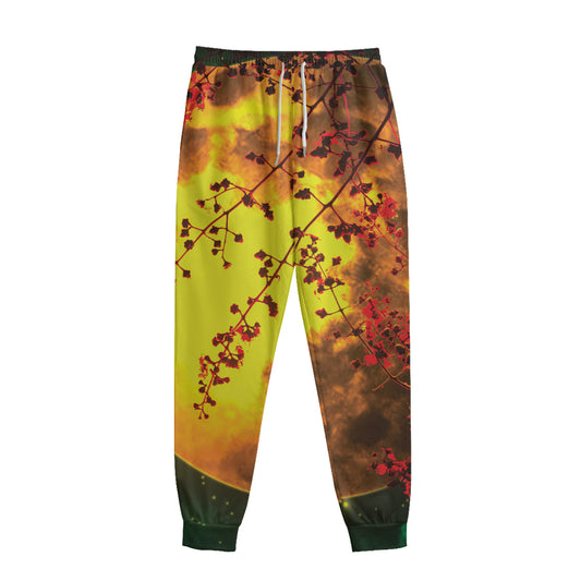 Yellow Full Moon Print Sweatpants