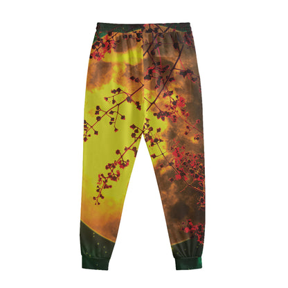 Yellow Full Moon Print Sweatpants