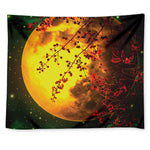 Yellow Full Moon Print Tapestry