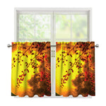Yellow Full Moon Print Tier Curtains