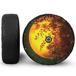 Yellow Full Moon Print Tire Cover With Camera Hole