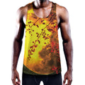 Yellow Full Moon Print Men's Workout Tank Top