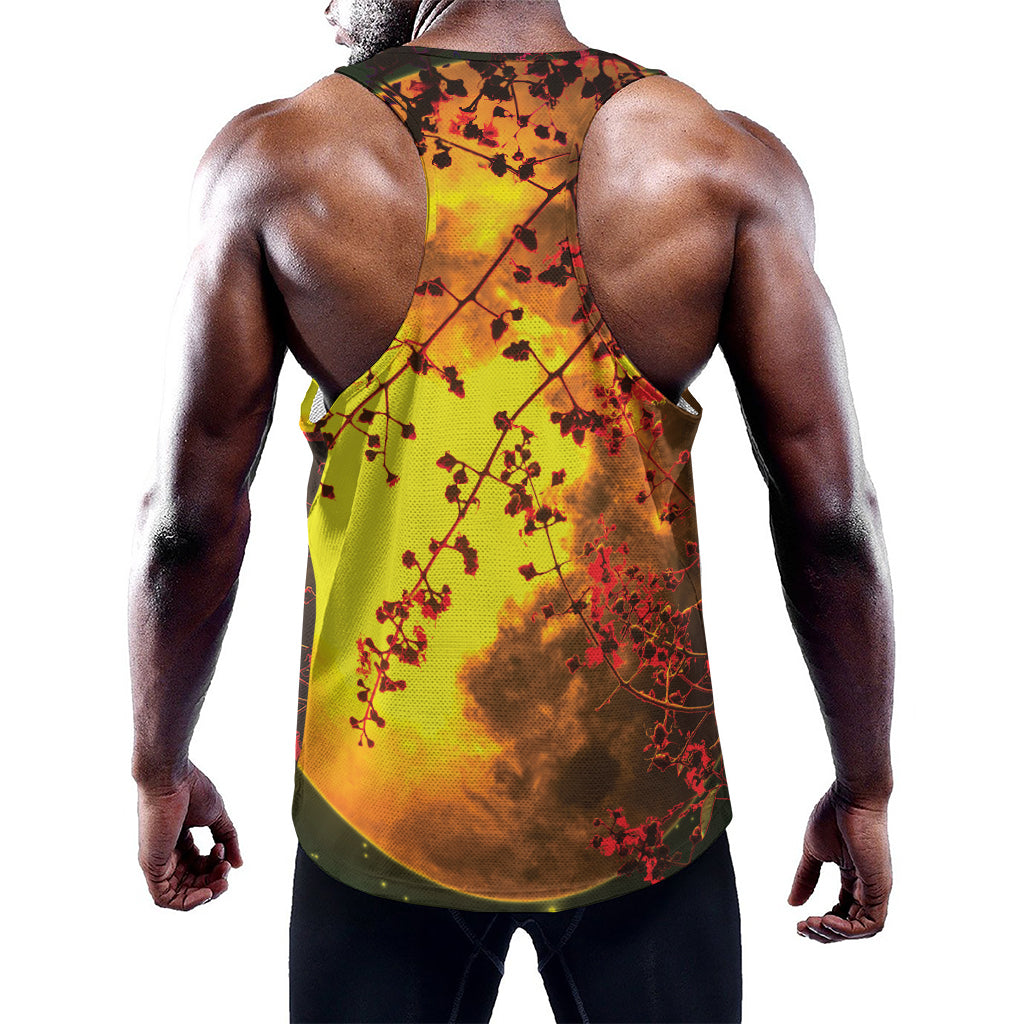 Yellow Full Moon Print Training Tank Top