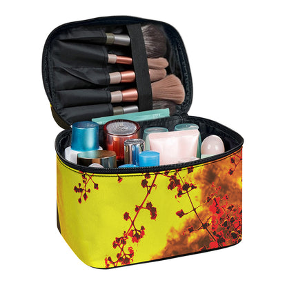 Yellow Full Moon Print Travel Makeup Bag
