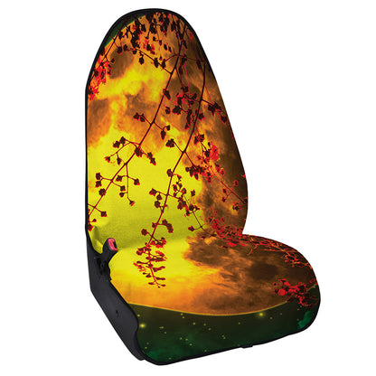 Yellow Full Moon Print Waterproof Car Seat Cover