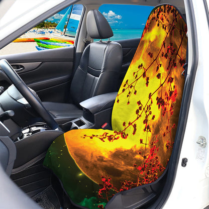 Yellow Full Moon Print Waterproof Car Seat Cover