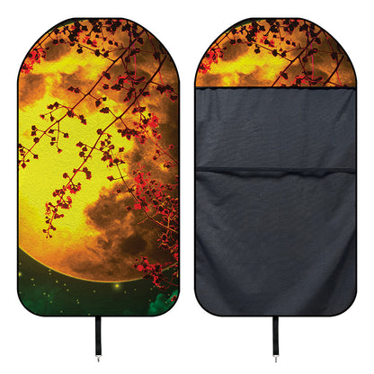 Yellow Full Moon Print Waterproof Car Seat Cover