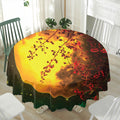 Yellow Full Moon Print Waterproof Round Tablecloth