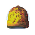Yellow Full Moon Print White Mesh Trucker Hat