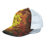 Yellow Full Moon Print White Mesh Trucker Cap