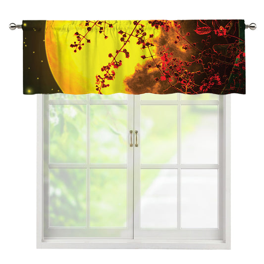 Yellow Full Moon Print Window Valance