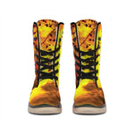 Yellow Full Moon Print Winter Boots