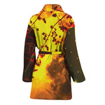 Yellow Full Moon Print Women's Bathrobe