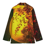 Yellow Full Moon Print Women's Blazer