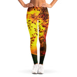 Yellow Full Moon Print Women's Leggings