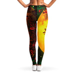 Yellow Full Moon Print Women's Leggings
