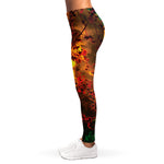 Yellow Full Moon Print Women's Leggings