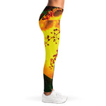Yellow Full Moon Print Women's Leggings