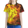 Yellow Full Moon Print Women's Polo Shirt