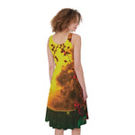 Yellow Full Moon Print Women's Sleeveless Dress