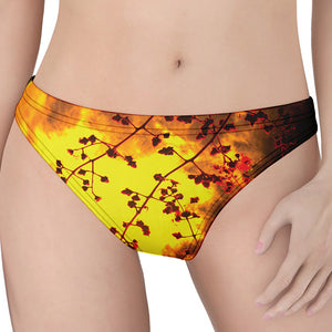 Yellow Full Moon Print Women's Thong