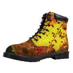 Yellow Full Moon Print Work Boots