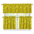 Yellow Geometric Banana Pattern Print 3 Piece Kitchen Curtains