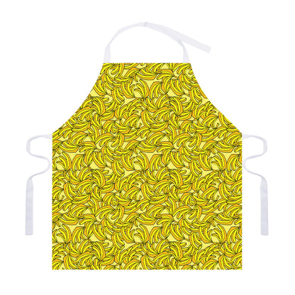 Yellow Geometric Banana Pattern Print Adjustable Apron
