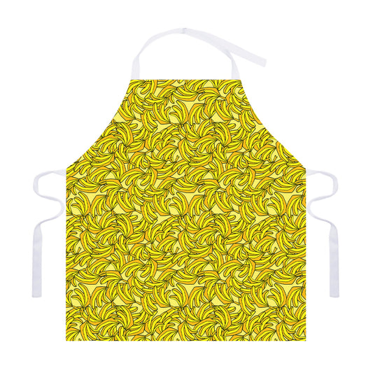 Yellow Geometric Banana Pattern Print Adjustable Apron
