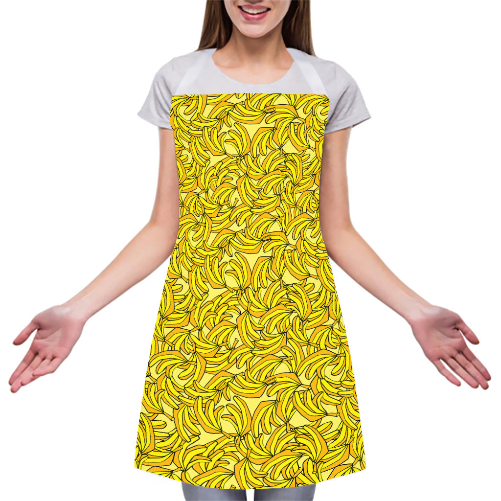 Yellow Geometric Banana Pattern Print Adjustable Apron