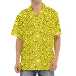 Yellow Geometric Banana Pattern Print Aloha Shirt