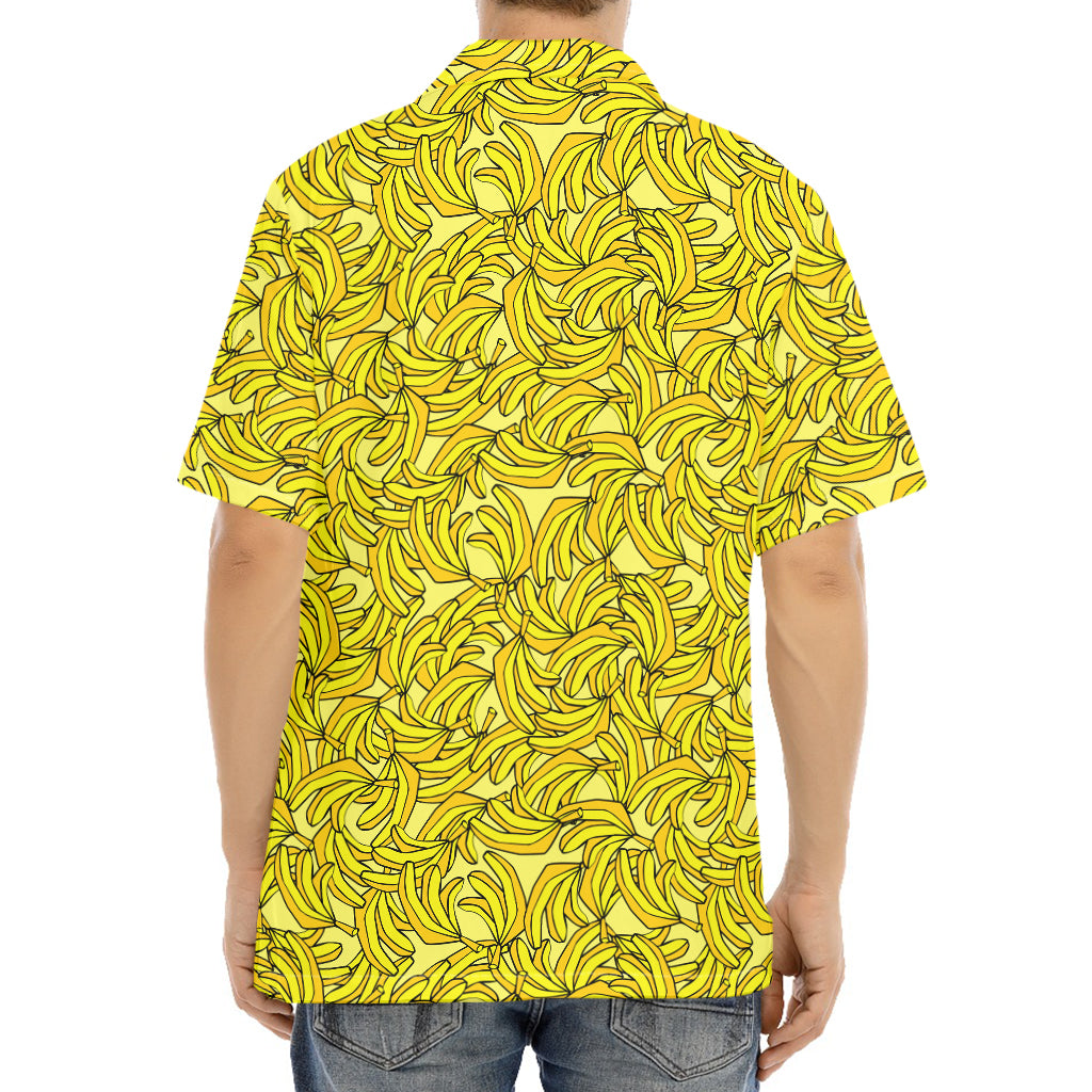 Yellow Geometric Banana Pattern Print Aloha Shirt
