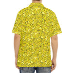 Yellow Geometric Banana Pattern Print Aloha Shirt
