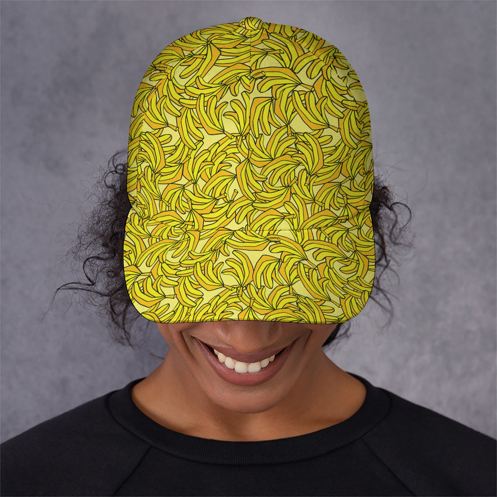 Yellow Geometric Banana Pattern Print Baseball Cap