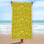 Yellow Geometric Banana Pattern Print Beach Towel
