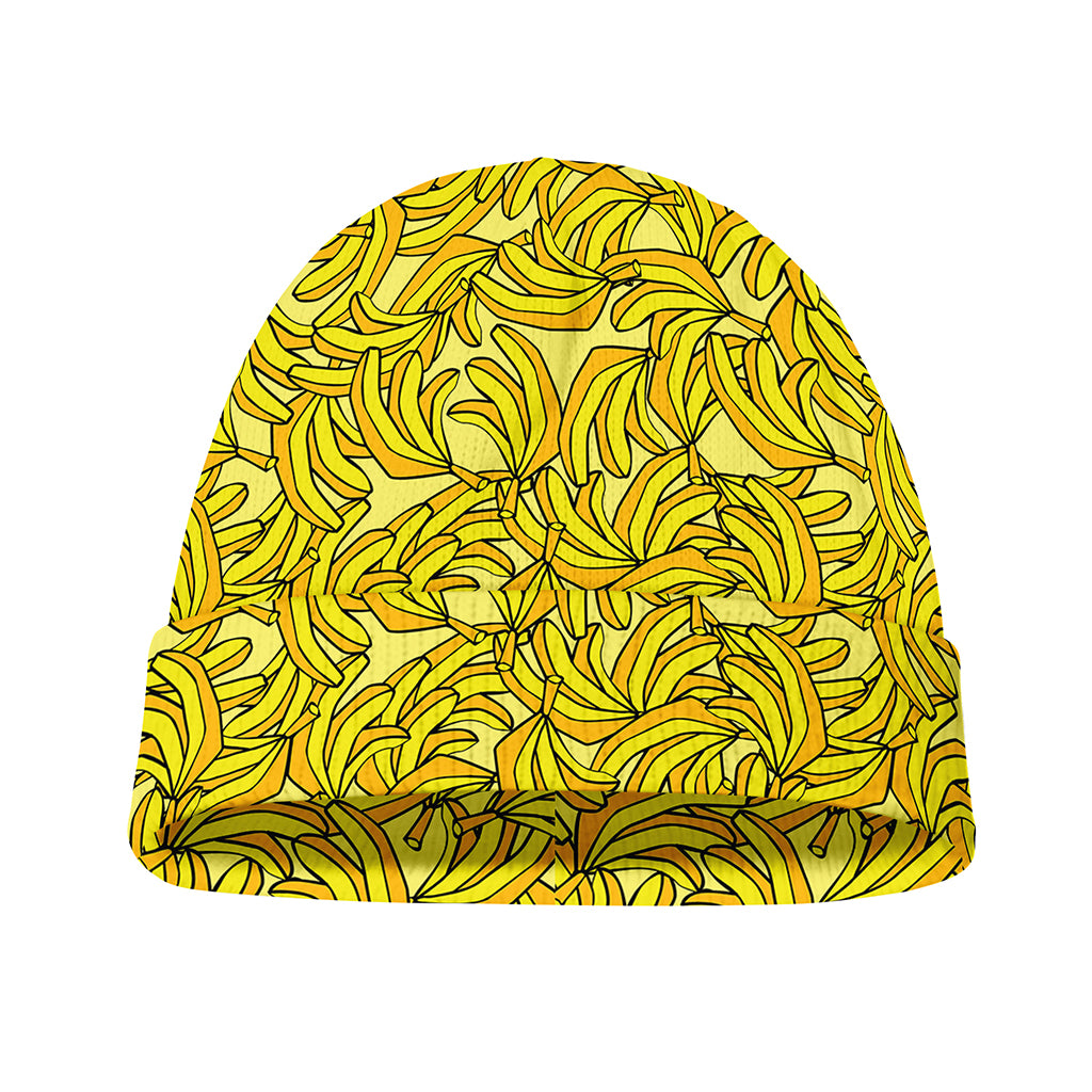 Yellow Geometric Banana Pattern Print Beanie