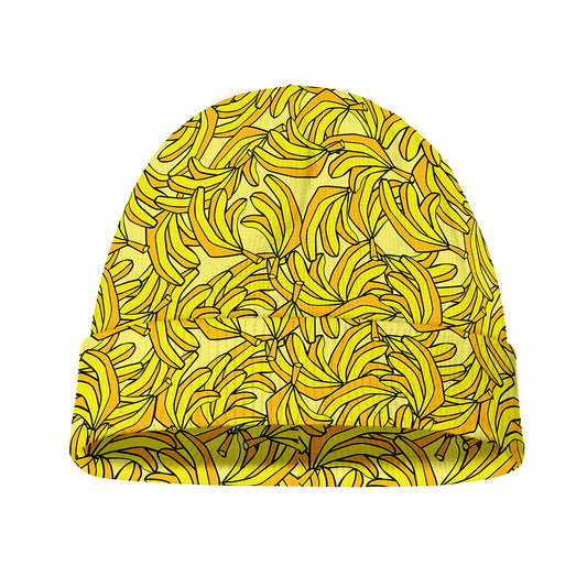 Yellow Geometric Banana Pattern Print Beanie