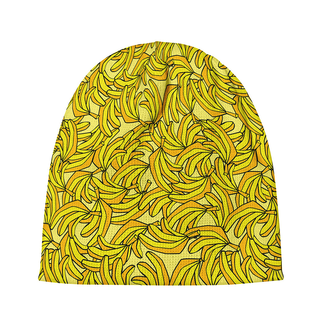 Yellow Geometric Banana Pattern Print Beanie