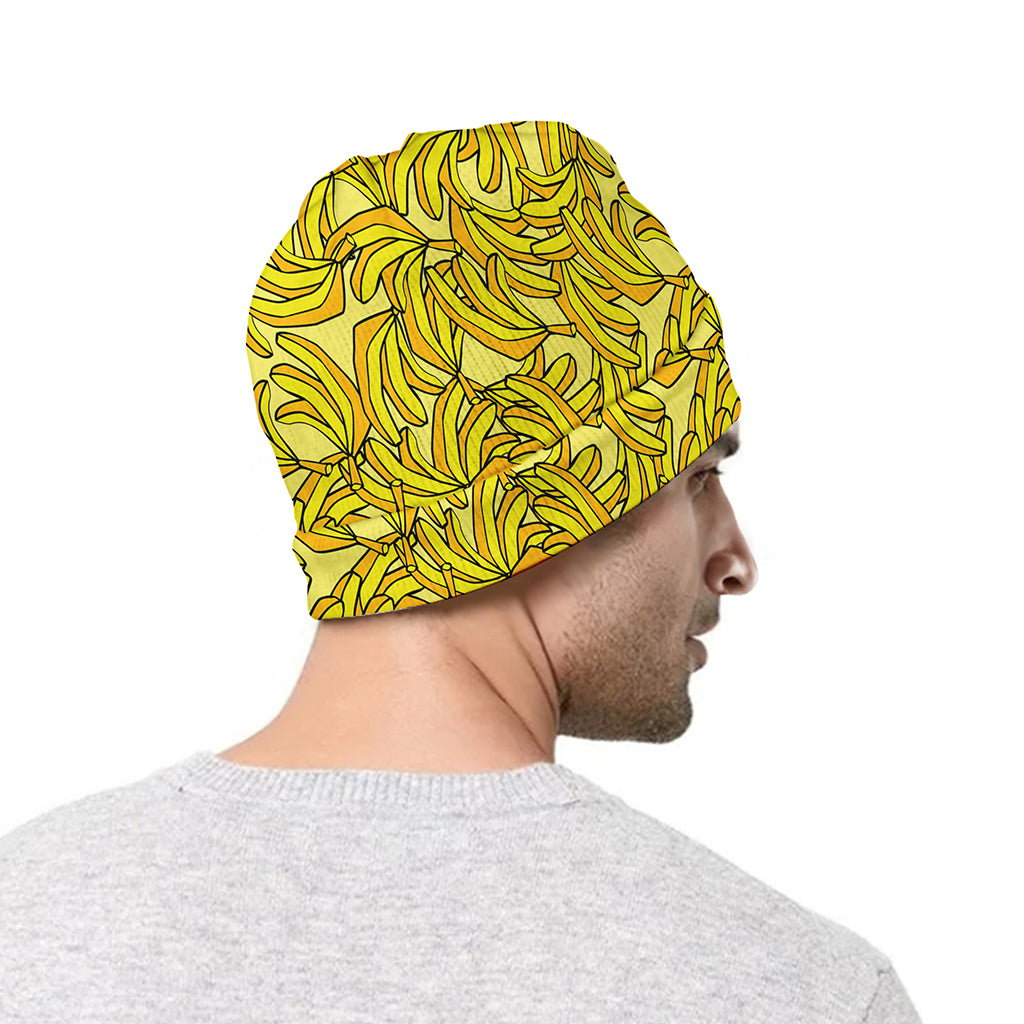 Yellow Geometric Banana Pattern Print Beanie
