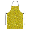 Yellow Geometric Banana Pattern Print Bib Apron With Pocket