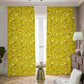 Yellow Geometric Banana Pattern Print Dimout Pencil Pleat Curtains