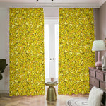 Yellow Geometric Banana Pattern Print Blackout Pencil Pleat Curtains