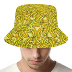 Yellow Geometric Banana Pattern Print Bucket Hat