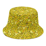 Yellow Geometric Banana Pattern Print Bucket Hat
