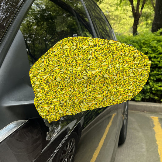 Yellow Geometric Banana Pattern Print Car Side Mirror Covers